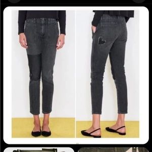 Sundry heart cropped distressed black jeans 29 (size 8)